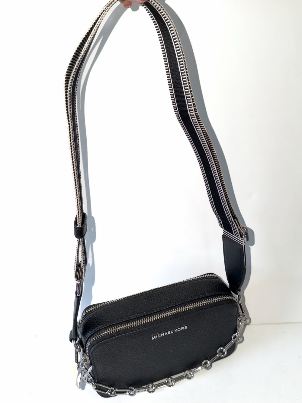NEW! MICHAEL KORS JET SET SMALL DOUBLE ZIP CHAIN CROSSBODY BAG IN BLACK CLASSIC - Picture 3 of 12